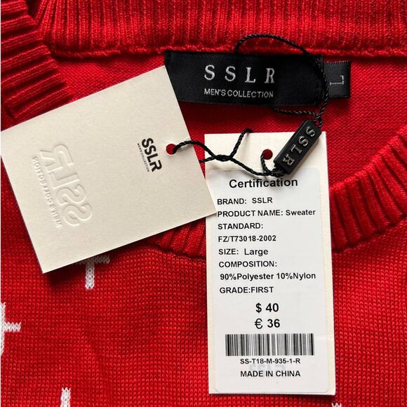 SSLR Red Rudolph Crewneck Men's Sweater - L  NWT - Picture 4 of 12